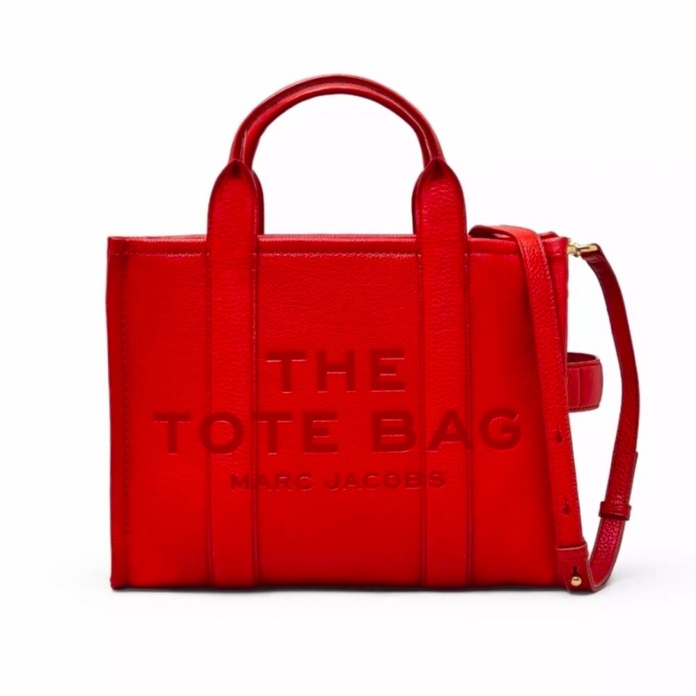 MARC JACOBS The Medium Leather Tote Bag - True Red- Gently used
